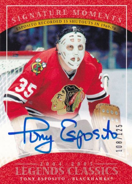 AUTO karta TONY ESPOSITO 04-05 UD Legends Classics Signature Moments /125